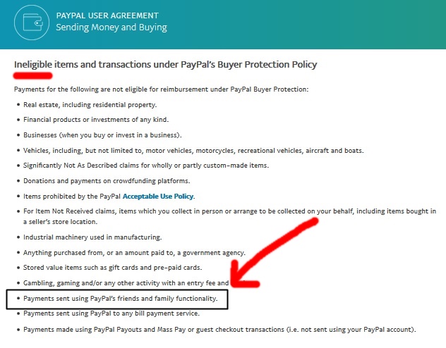 paypal friends and family buyer protection